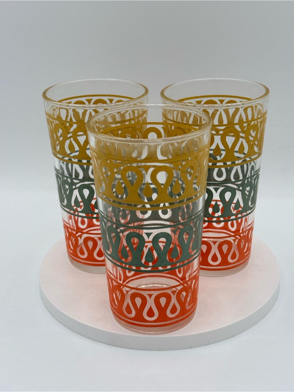 Continental Can Co. Retro Patterned Tumblers Set of 3 Yellow, Green, Orange